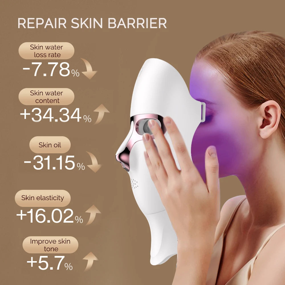 Máscara facial y de cuello LED de 7 colores recargable, máquina de belleza con luz fotónica LED, herramienta para lifting facial y cuidado de la piel