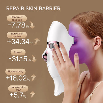 Máscara facial y de cuello LED de 7 colores recargable, máquina de belleza con luz fotónica LED, herramienta para lifting facial y cuidado de la piel
