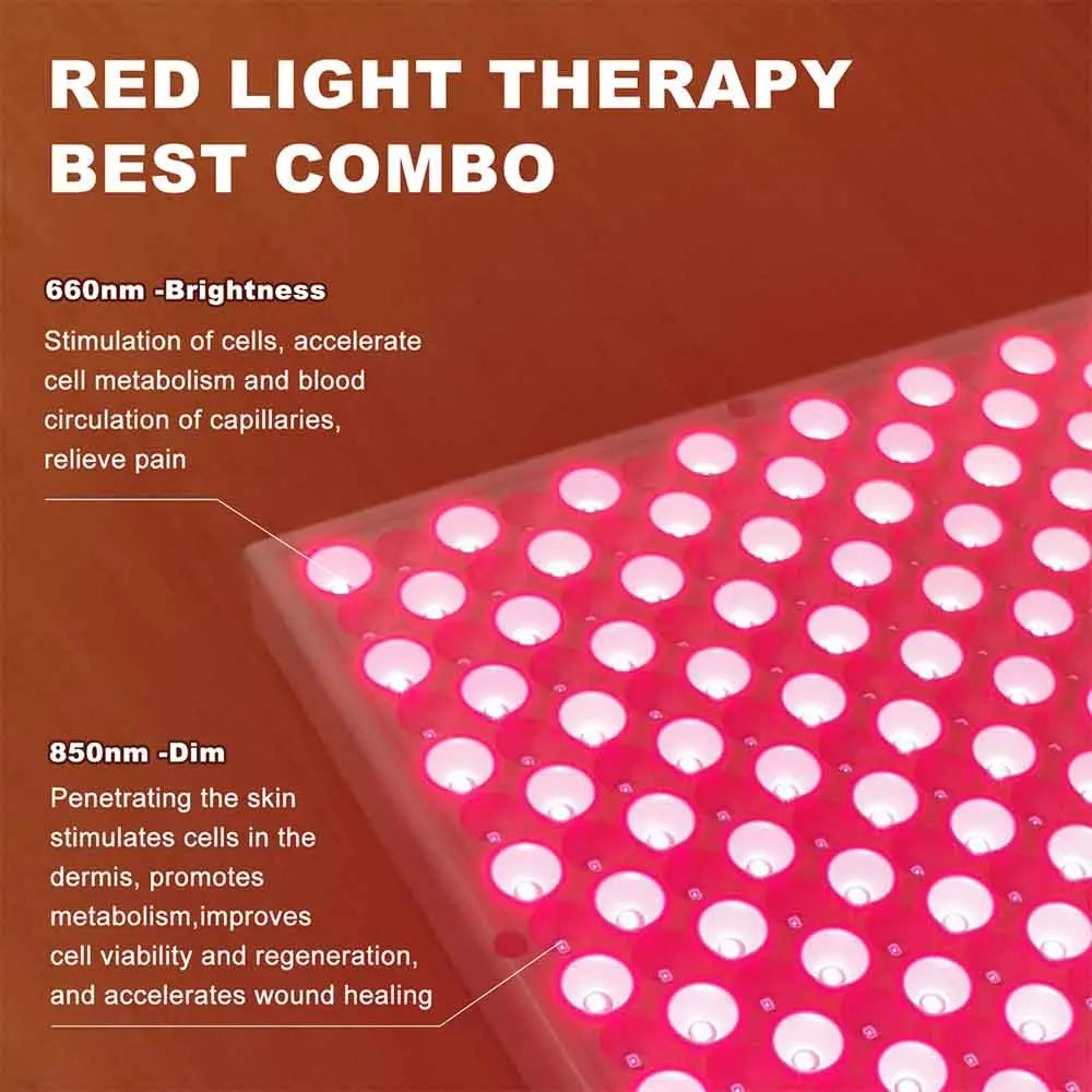 Terapia con panel infrarrojo antienvejecimiento de 850nm, terapia facial con luz LED roja de 660nm, 225 LED de luz roja