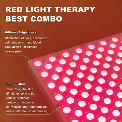 Terapia con panel infrarrojo antienvejecimiento de 850nm, terapia facial con luz LED roja de 660nm, 225 LED de luz roja