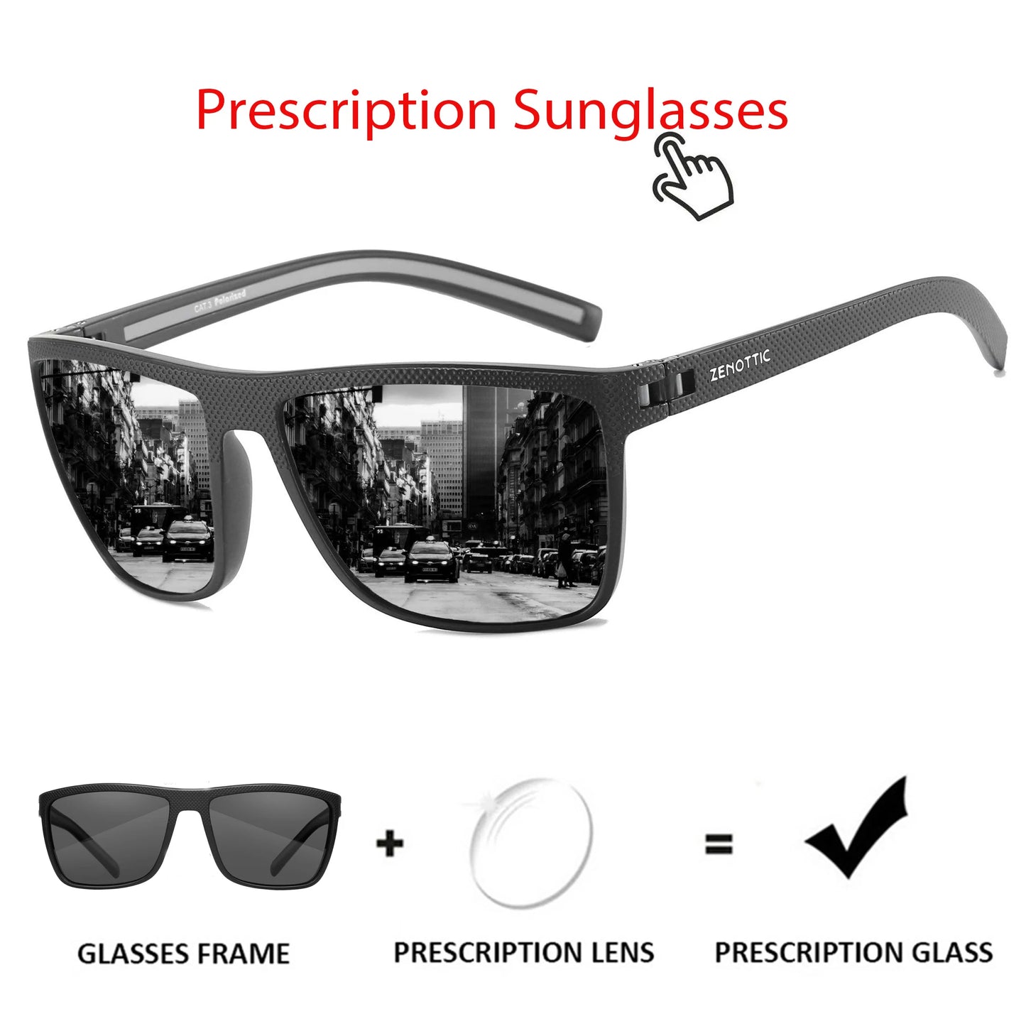 Gafas de sol polarizadas ZENOTTIC para hombre, montura ligera TR90, protección UV400, gafas de sol cuadradas