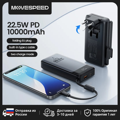 Powerbank 10000mAh 22,5W Rask lader for smarttelefon