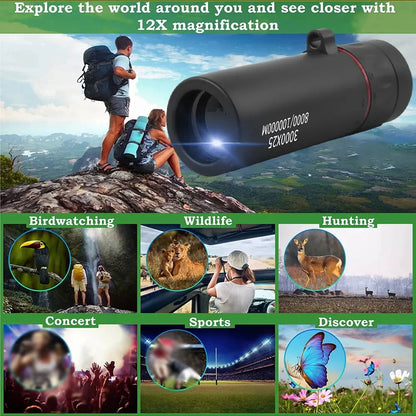 Monocular HD zoom 3000x25 profesional, monocular pentru adulți și telescop mini portabil, potrivit pentru camping și vânătoare în aer liber