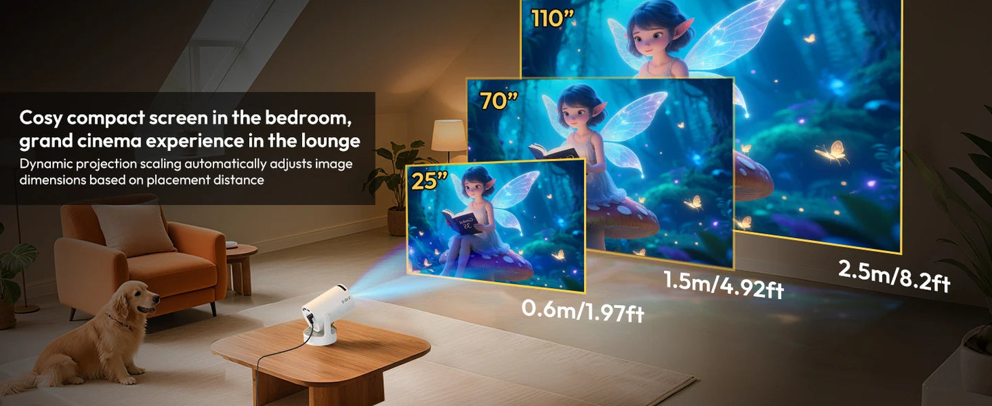 Proiector XGODY 4K HY300 Pro+ cu difuzor încorporat de 5W 1280*720P Android 11 12000 lumeni Wifi6 BT5.4 Proiector portabil outdoor