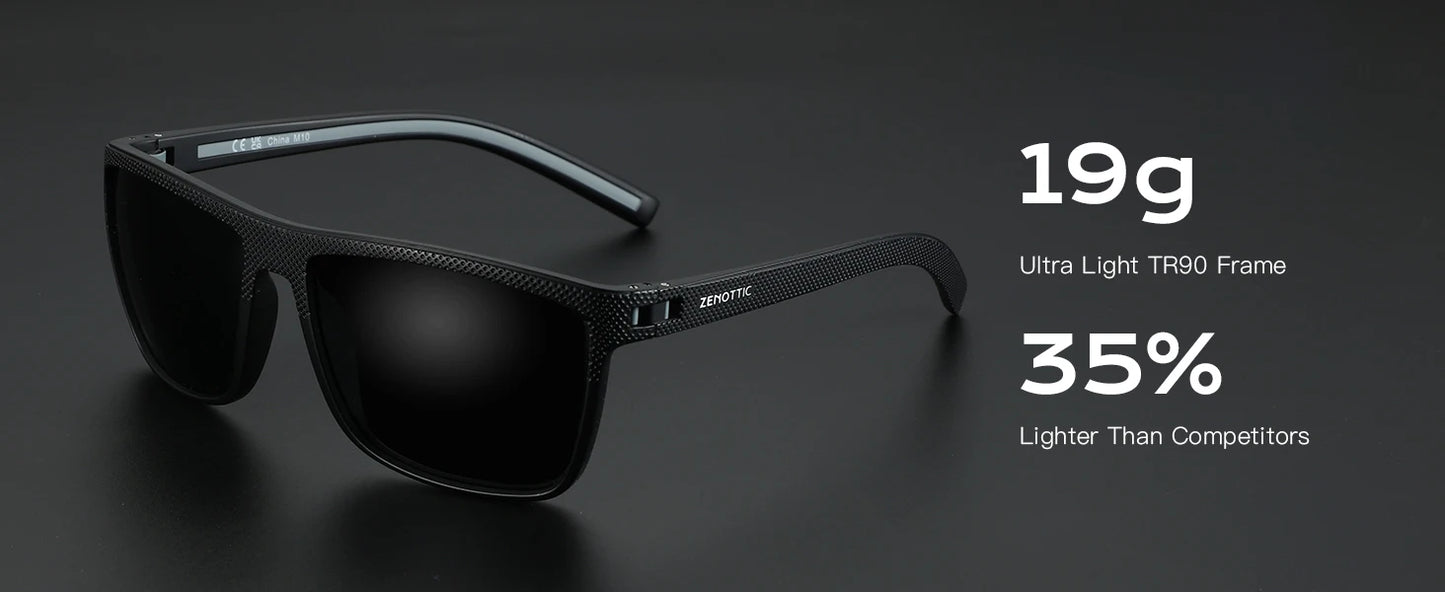 Gafas de sol polarizadas ZENOTTIC para hombre, montura ligera TR90, protección UV400, gafas de sol cuadradas