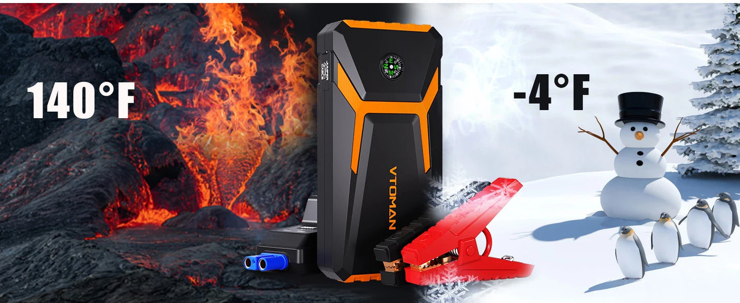 VTOMAN V6 Pro Auto Starthilfe Powerbank 2000A Batterieladegerät Notfall Booster Startgerät Jump Starter