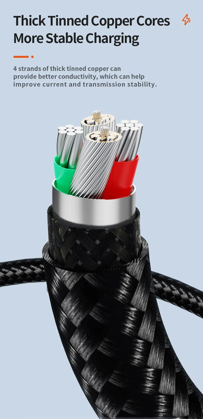 Cable USB Tipo C Toocki 66W Carga rápida Cargador USB A a USB C Cable de pantalla para iPhone 15 Xiaomi POCO F3 Realme Macbook iPad