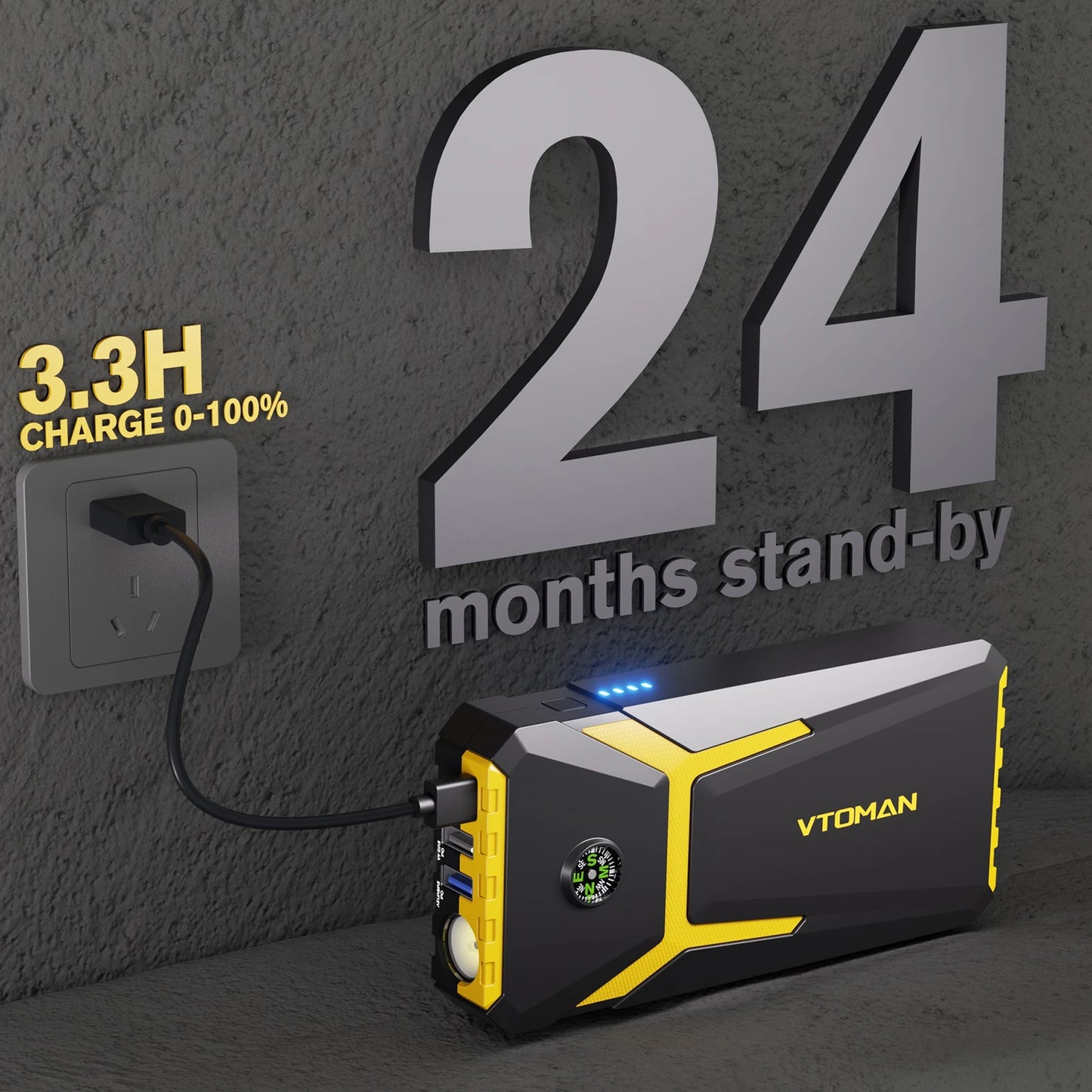 VTOMAN V6 Pro Auto Starthilfe Powerbank 2000A Batterieladegerät Notfall Booster Startgerät Jump Starter