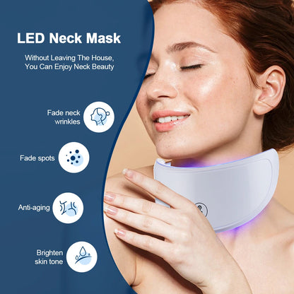 Máscara facial LED de 7 colores con terapia de luz roja para cuello para reafirmar la piel, lifting, antienvejecimiento, bio-luz, belleza, blanqueamiento en casa