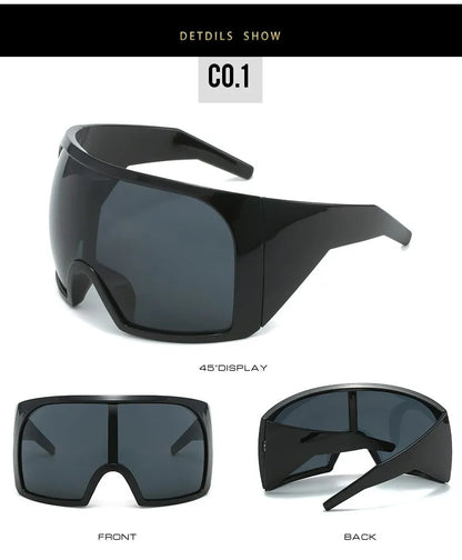 Gafas de sol punk oversize con escudo para mujer y hombre, montura grande 2025, marca de lujo, gafas de sol steampunk para damas, gafas deportivas UV400