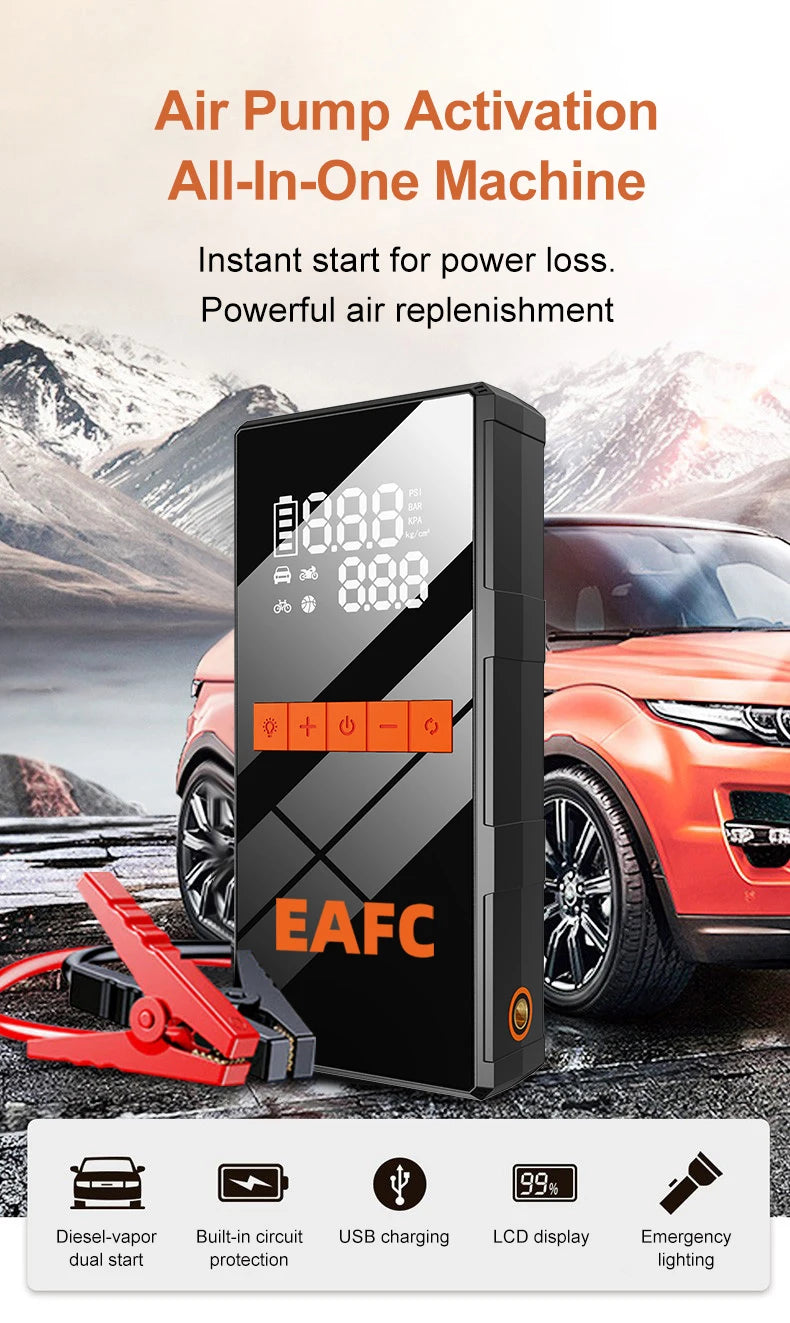 Neue 150PSI Luftpumpe Auto Starthilfe Batterie Booster 1200A Jump Starter Powerbank tragbares Starthilfegerät