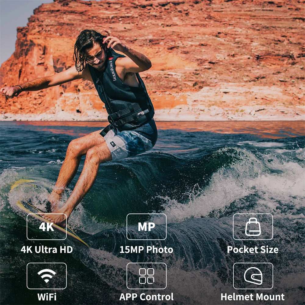 Cámara de acción SJCAM C100 Plus 4K 30M impermeable 2.4G WiFi cámara deportiva para casco de bicicleta y motocicletas
