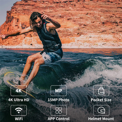 Cámara de acción SJCAM C100 Plus 4K 30M impermeable 2.4G WiFi cámara deportiva para casco de bicicleta y motocicletas