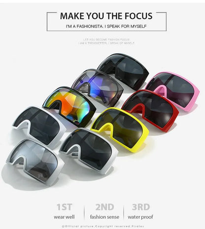 Gafas de sol punk oversize con escudo para mujer y hombre, montura grande 2025, marca de lujo, gafas de sol steampunk para damas, gafas deportivas UV400