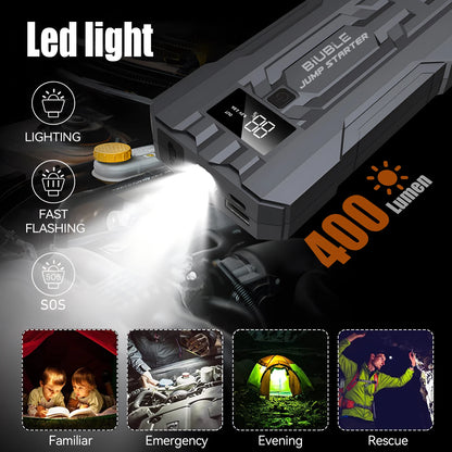 BIUBLE Auto Starthilfe 3000A Spitze 25000mAh 12V Batterie Booster Ladegerät Jump Starter Box mit Display