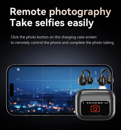 Kabellose Ohrclip-Ohrhörer mit Touchscreen, 144 Sprachen, KI-Echtzeitübersetzung, intelligente Bluetooth-5.4-Earbuds