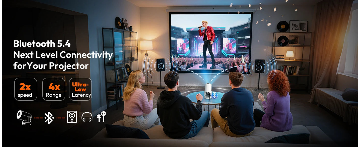 Proiector XGODY 4K HY300 Pro+ cu difuzor încorporat de 5W 1280*720P Android 11 12000 lumeni Wifi6 BT5.4 Proiector portabil outdoor
