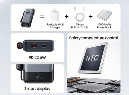 Powerbank 10000mAh 22,5W Rask lader for smarttelefon