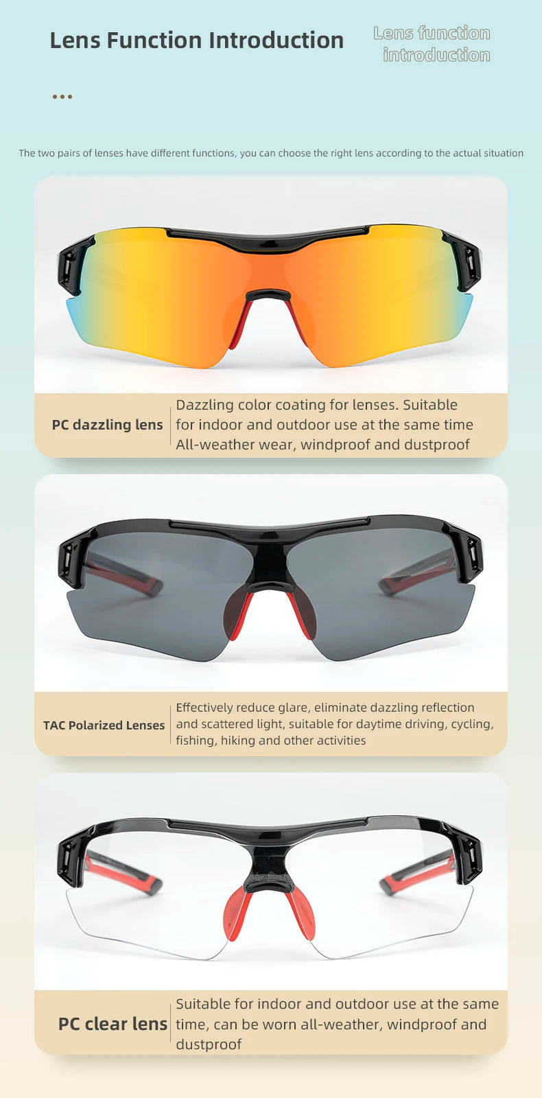 Gafas de ciclismo polarizadas ROCKBROS para hombre, gafas deportivas para carretera, MTB, bicicleta de montaña, protección ocular, 5 lentes