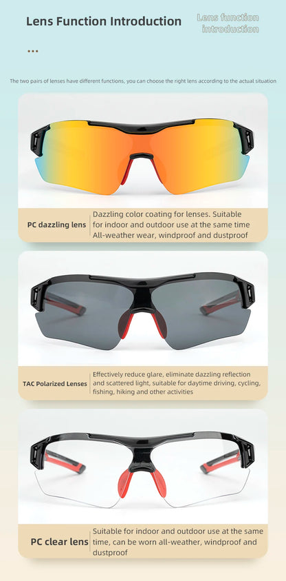 Gafas de ciclismo polarizadas ROCKBROS para hombre, gafas deportivas para carretera, MTB, bicicleta de montaña, protección ocular, 5 lentes