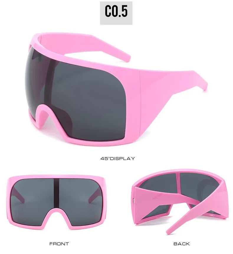 Gafas de sol punk oversize con escudo para mujer y hombre, montura grande 2025, marca de lujo, gafas de sol steampunk para damas, gafas deportivas UV400