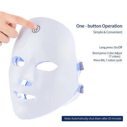 Máscara facial LED de 7 colores con terapia de luz roja para cuello para reafirmar la piel, lifting, antienvejecimiento, bio-luz, belleza, blanqueamiento en casa