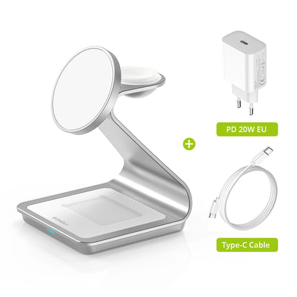 Bonola magnetisk 3 i 1 trådlös laddare för iPhone 17/16/15/13/14/12 30W trådlös laddningsstation för Apple Watch/AirPods Pro
