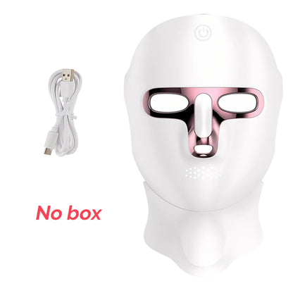 Máscara facial y de cuello LED de 7 colores recargable, máquina de belleza con luz fotónica LED, herramienta para lifting facial y cuidado de la piel
