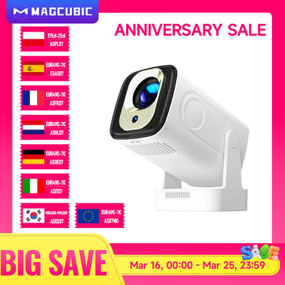 Proyector Magcubic HY310 Android 11 4K nativo 1080P enfoque automático 330ANSI nativo Doble Wifi BT5.4 ratón aéreo por voz para cine en casa y exteriores