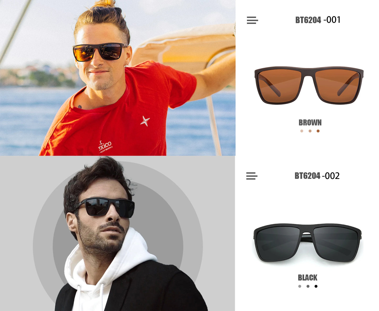 Gafas de sol polarizadas ZENOTTIC para hombre, montura ligera TR90, protección UV400, gafas de sol cuadradas