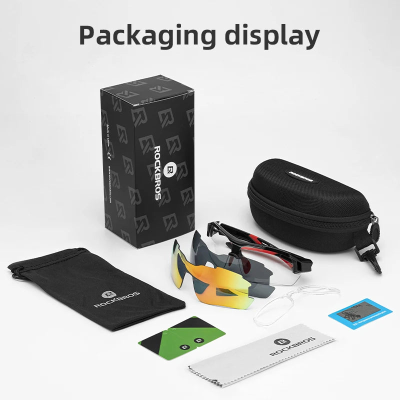 Gafas de ciclismo polarizadas ROCKBROS para hombre, gafas deportivas para carretera, MTB, bicicleta de montaña, protección ocular, 5 lentes