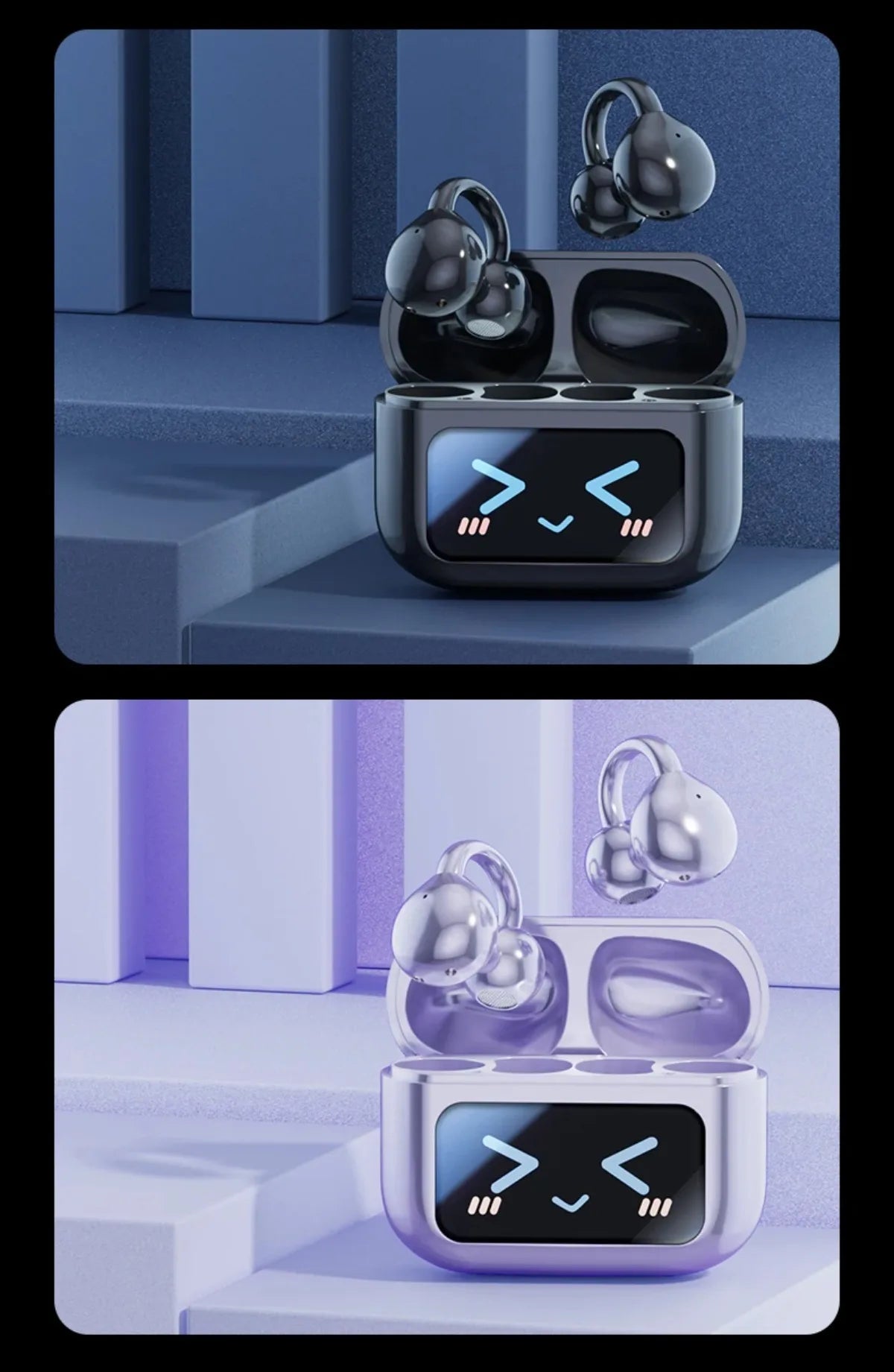 Kabellose Ohrclip-Ohrhörer mit Touchscreen, 144 Sprachen, KI-Echtzeitübersetzung, intelligente Bluetooth-5.4-Earbuds