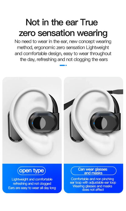Kabellose Bluetooth-Kopfhörer mit Mikrofon, Knochenleitungs-Freisprech-Headset, geräuschunterdrückende Ohrhörer zum Fahren, Audifonos
