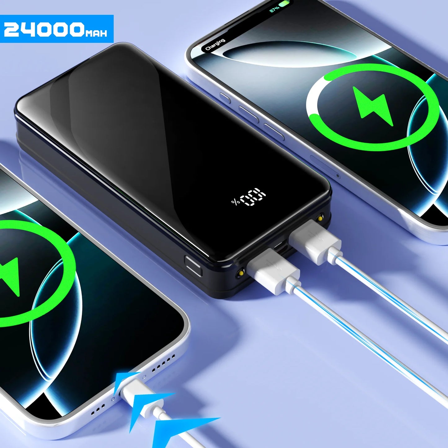 Batería Externa 22,5 W 24000mAh Carga Rápida Tipo C USB-C iPhone 17