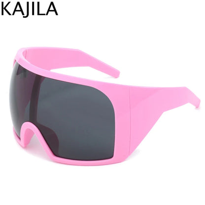 Gafas de sol punk oversize con escudo para mujer y hombre, montura grande 2025, marca de lujo, gafas de sol steampunk para damas, gafas deportivas UV400