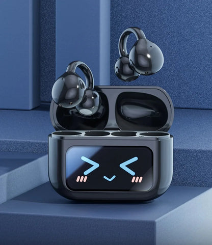 Kabellose Ohrclip-Ohrhörer mit Touchscreen, 144 Sprachen, KI-Echtzeitübersetzung, intelligente Bluetooth-5.4-Earbuds